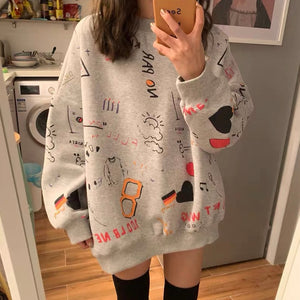 Long Sleeve Cute PrintSweater Top