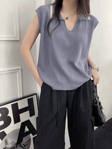 Polo Neck Oversize Knitted Top