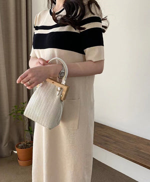 2 Side Pocket Stripe Oversize Knitted Dress