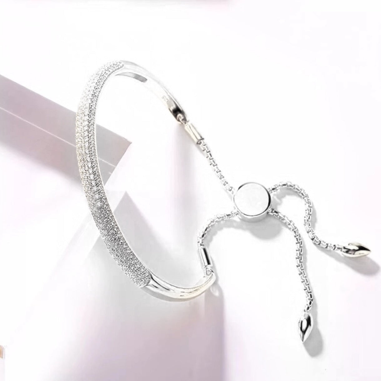 Premium Quality Stainless Steel Simple Manmade Diamond Plate Bracelet