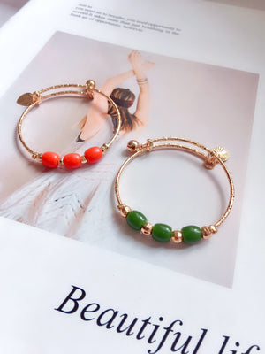 18 Rose Gold Coral Lucky Bangle for Kids
