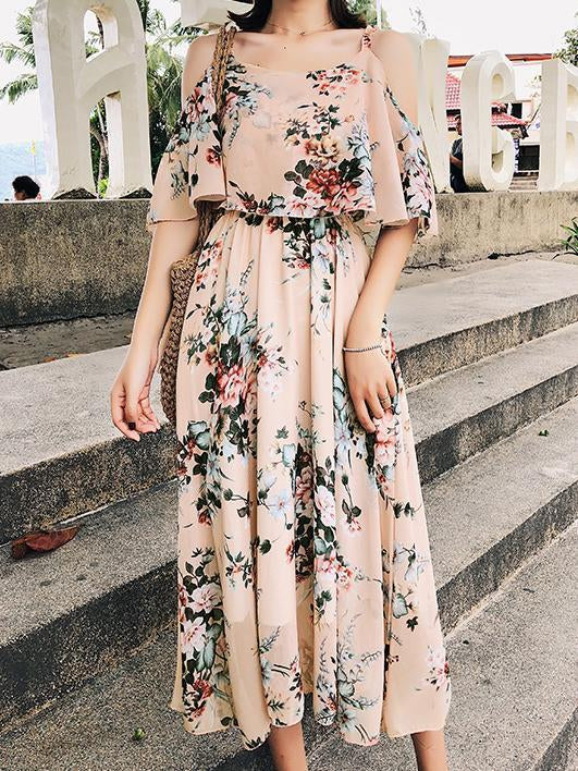 Cold shoulder cheap chiffon dress