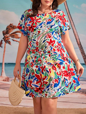 Splash Pattern Plus Size Dress