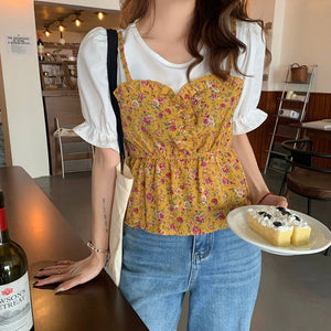 False 2 in 1 Disty Floral Combo Top
