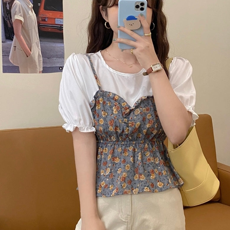 False 2 in 1 Disty Floral Combo Top