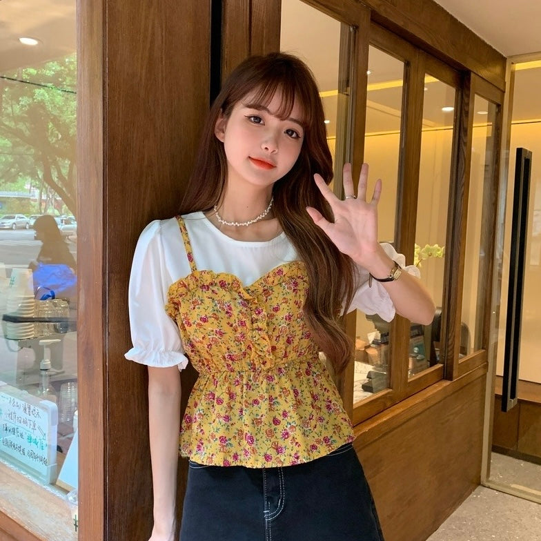 False 2 in 1 Disty Floral Combo Top