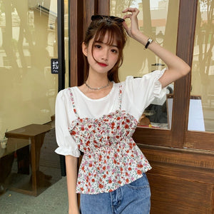 False 2 in 1 Disty Floral Combo Top