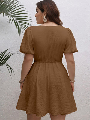 Elastic Sleeve Back Garter Plus Size Wrap Dress