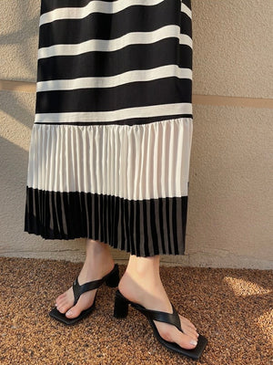 Korean Pleated Hem 2-tone Oversize Dress