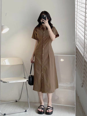 Button Down Polo Shirt Long Dress