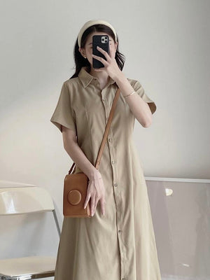 Button Down Polo Shirt Long Dress