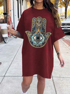 Printed Plus Size Tee Shirt Dress