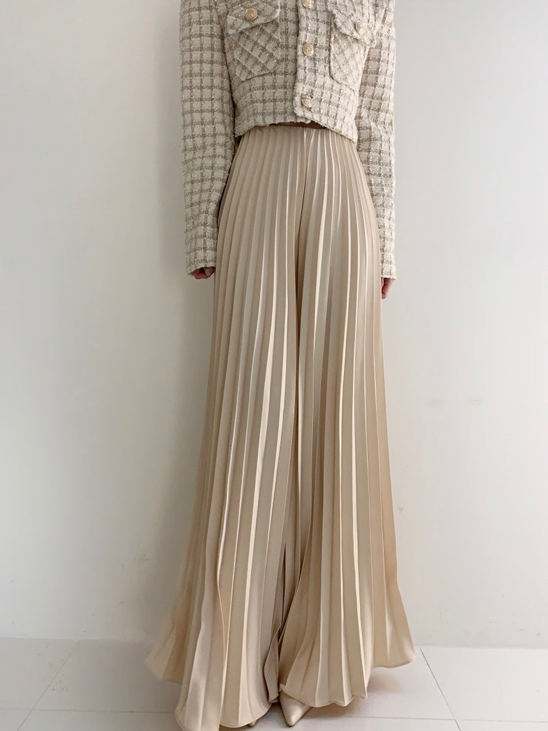 Garter Waist Pleated Loose Pants