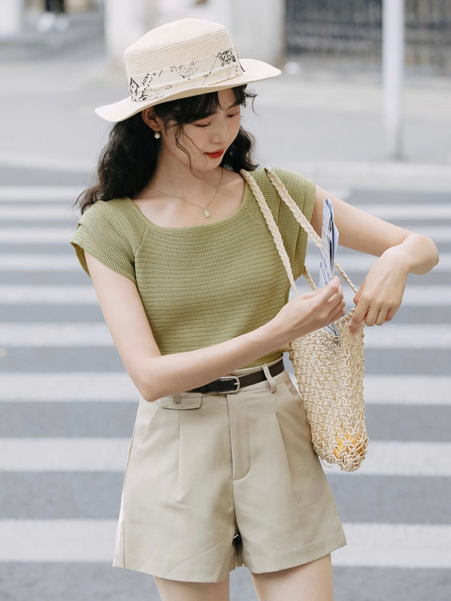 Linen Knitted Triple-layer Sleeve Oversize Top