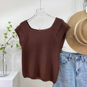 Linen Knitted Triple-layer Sleeve Oversize Top