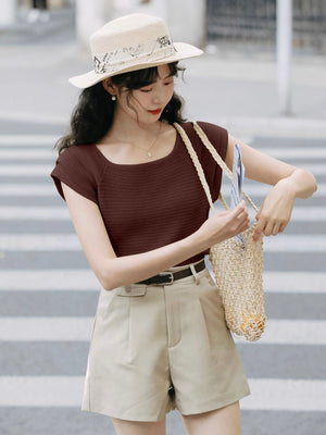 Linen Knitted Triple-layer Sleeve Oversize Top