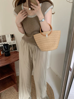 Linen Knitted Sleeveless Simple Top