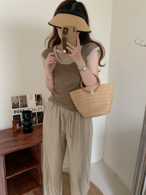 Linen Knitted Sleeveless Simple Top