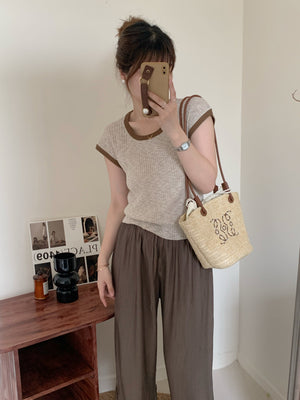 Linen Knitted Sleeveless Simple Top