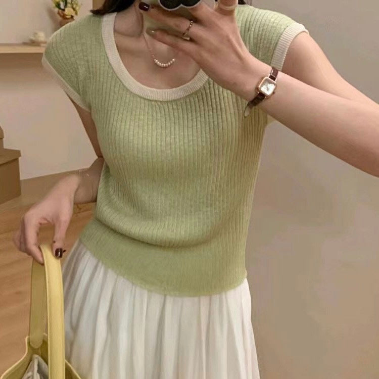 Linen Knitted Sleeveless Simple Top