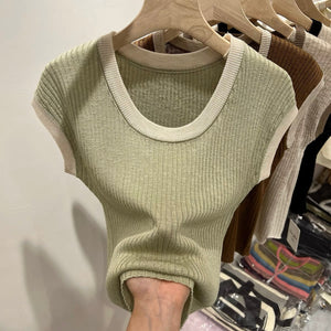 Linen Knitted Sleeveless Simple Top
