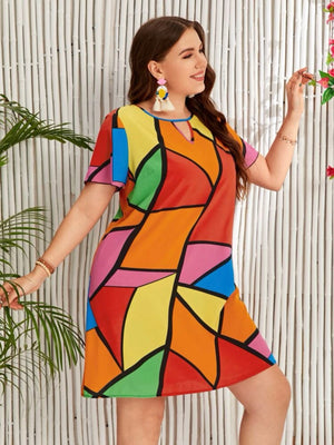 Multi Color Block Plus Size Dress