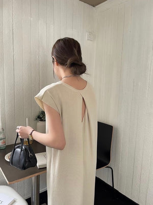 Twisted Cutout Back Oversize Knitted Dress