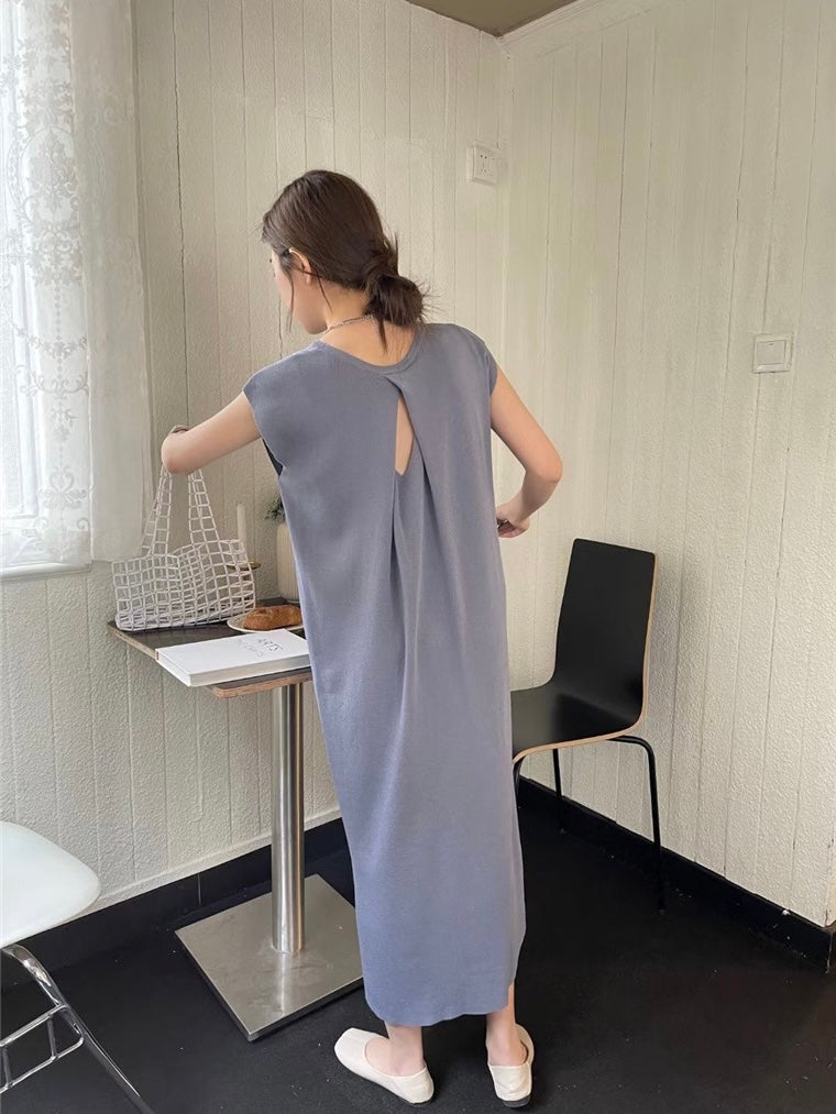 Twisted Cutout Back Oversize Knitted Dress