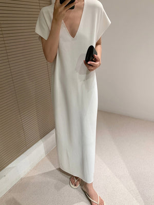 Simple Chic V-neck Oversize Knitted Dress