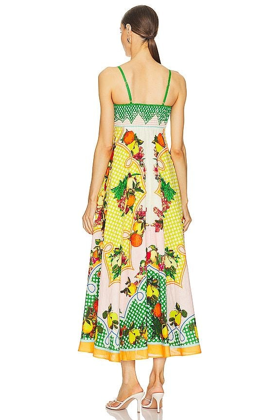 Fruit Multi Print Shirred Back Cami Dress