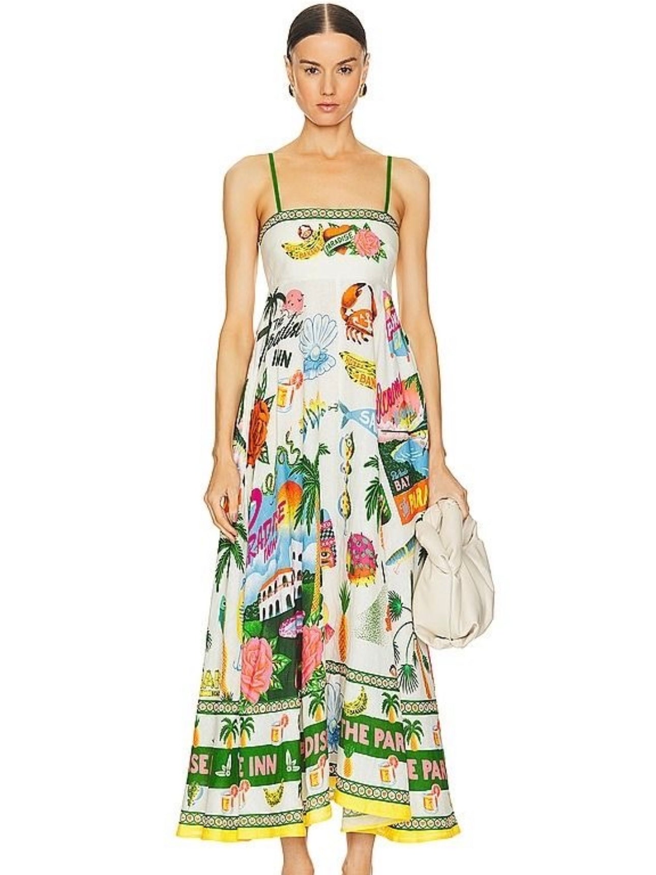 Multi Paradise View Print Shirred Back Cami Dress