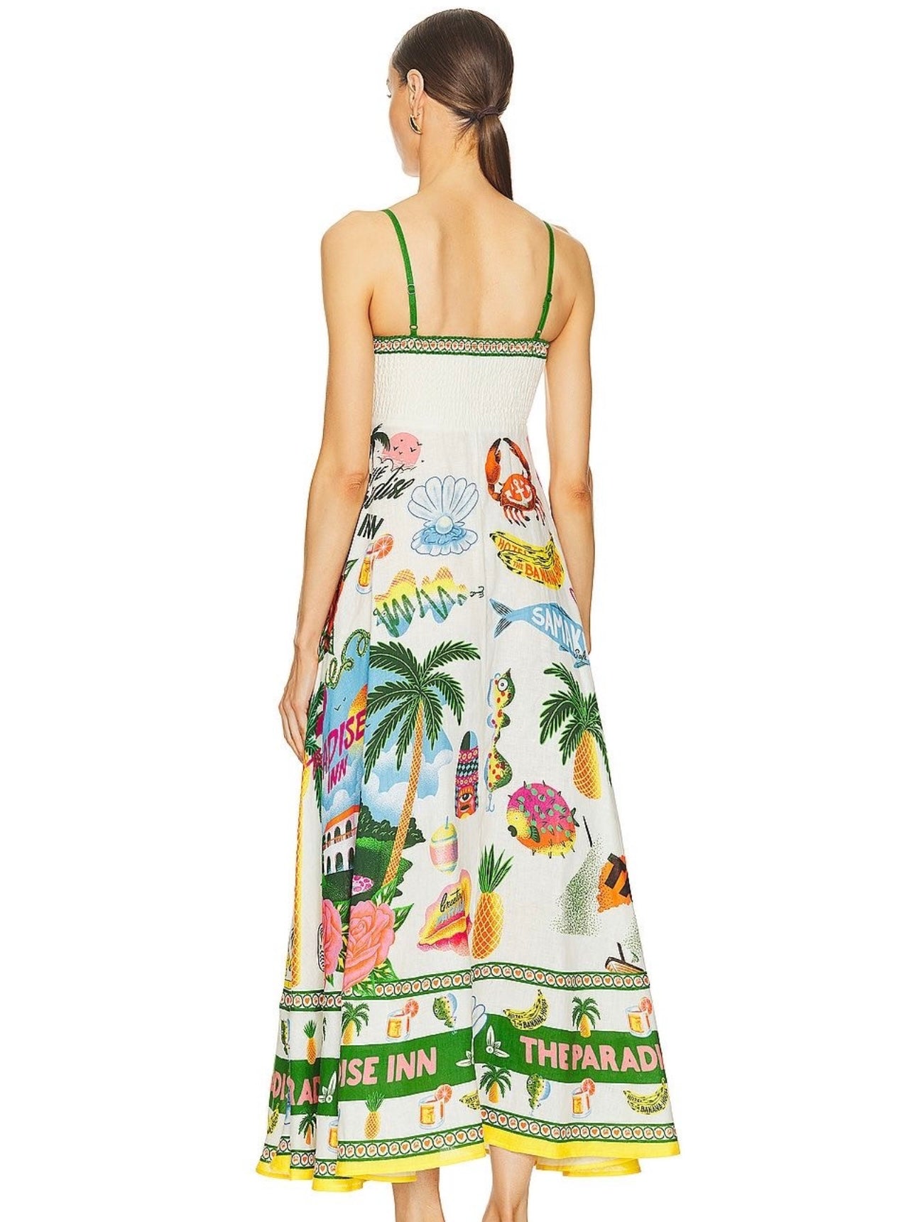 Multi Paradise View Print Shirred Back Cami Dress