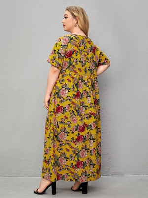 Simple Vintage Floral Plus Size Dress
