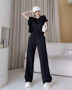 Batwing Sleeve Top & Side Pocket Garter Drawstring Pants Terno Set Coords