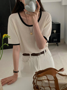 Two Tone Simple Chic Knitted Top