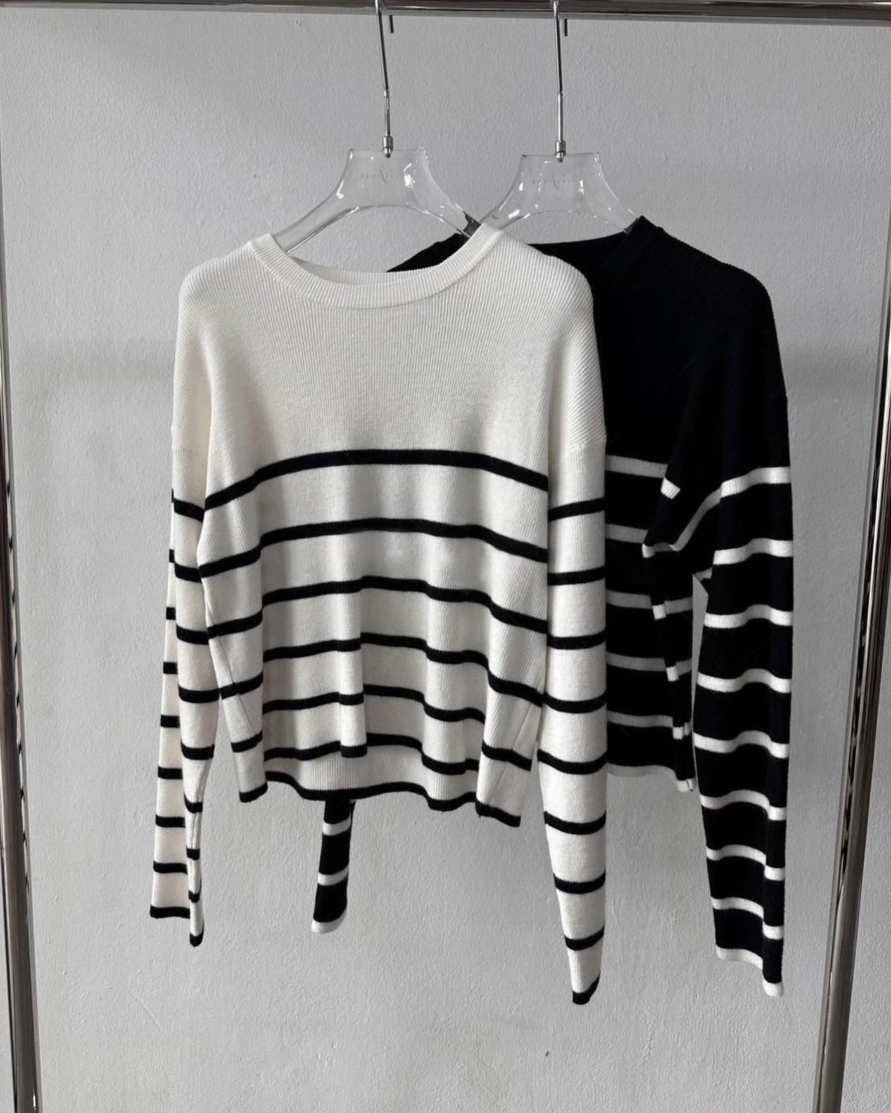 Classic Stripe Long Sleeve Loose Knitted Top