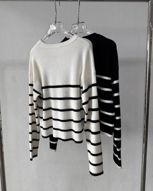 Classic Stripe Long Sleeve Loose Knitted Top