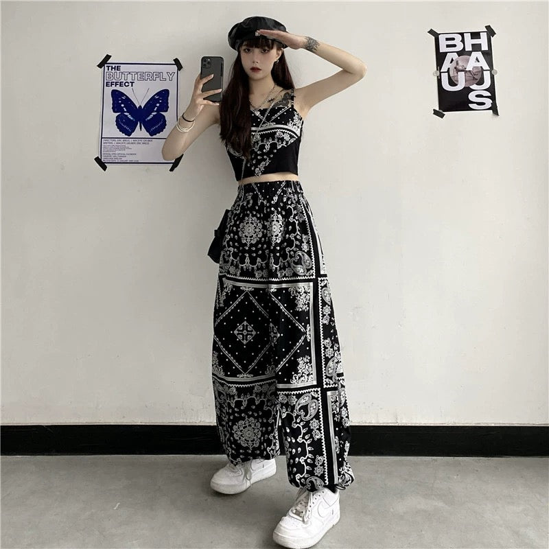 Aztec Print Cami Top and Jogger Pants 2 in 1 Coords Terno