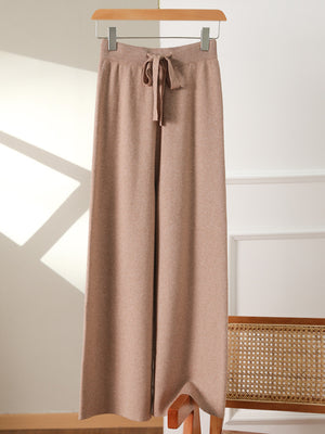 Drawstring Garter Wide Leg Oversize Knitted Pants