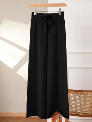 Drawstring Garter Wide Leg Oversize Knitted Pants