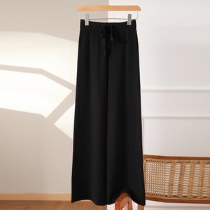 Drawstring Garter Wide Leg Oversize Knitted Pants