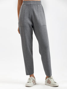 Side Patch Pocket Garter Knitted Jogger Pants