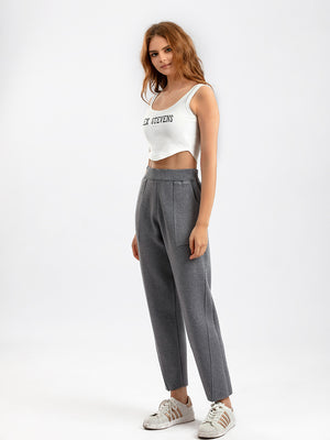 Side Patch Pocket Garter Knitted Jogger Pants