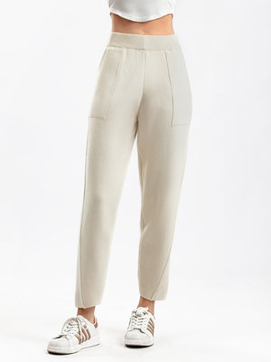 Side Patch Pocket Garter Knitted Jogger Pants