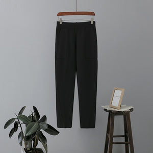 Side Patch Pocket Garter Knitted Jogger Pants