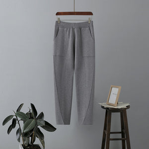 Side Patch Pocket Garter Knitted Jogger Pants