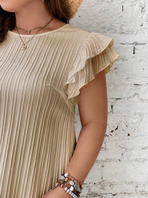 2-layer Ruffle Sleeve Plus Size Dress