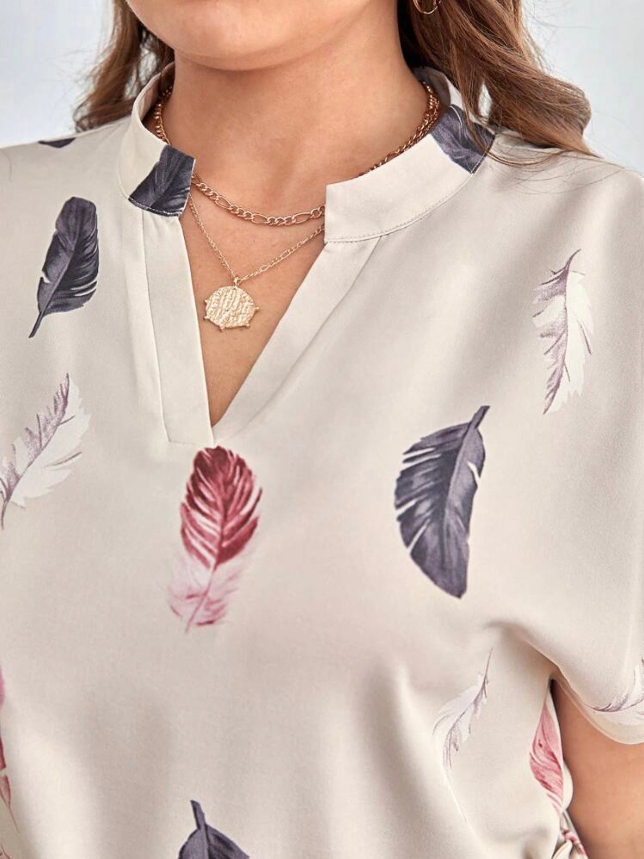 【L-3XL】 Plant Leaf Pattern Batwing Sleeve Self Belt Plus Size Shirt Dress
