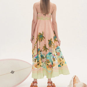 Summer Vibe Multi Print Shirred Back Cami Dress