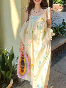 Tied Strap Fresh Floral Summer Cami Dress